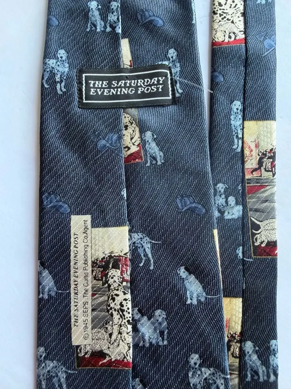 Vintage The Saturday Evening Post Dalmatians and Fire Trucks 100% Silk Necktie